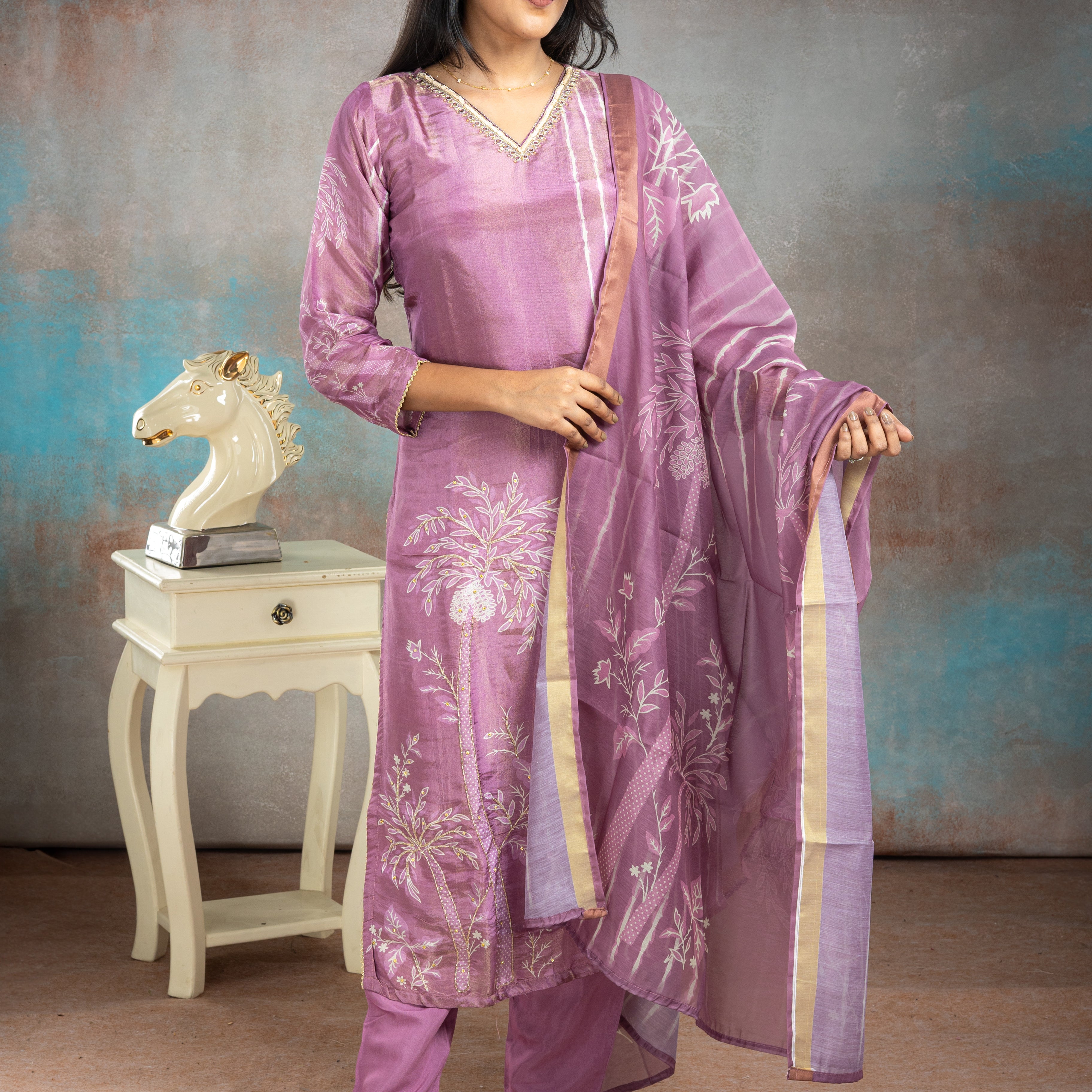 Coral Tree Pure Shimmer Salwar Suit Set - View 1