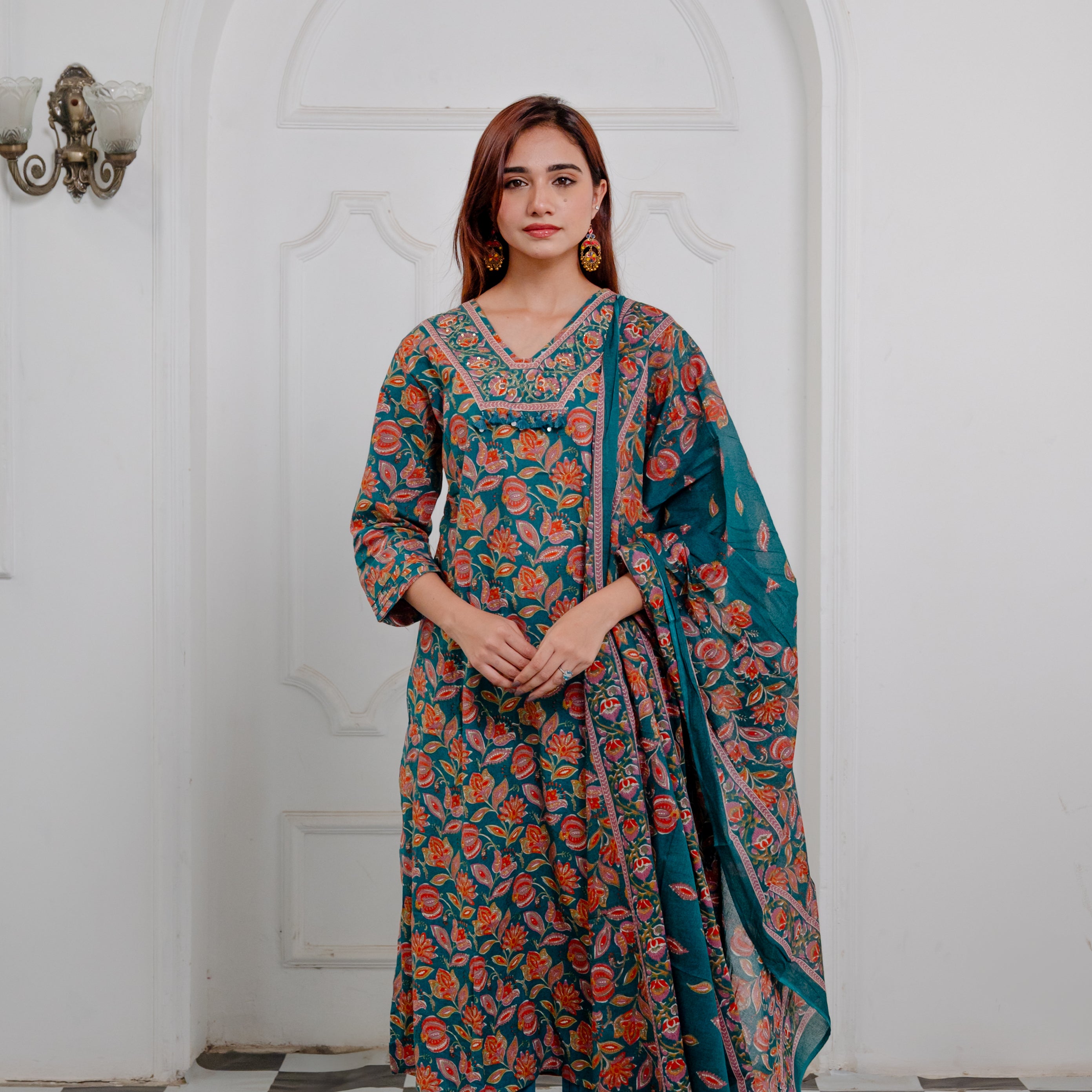 Deep Blue Cotton Suit Set