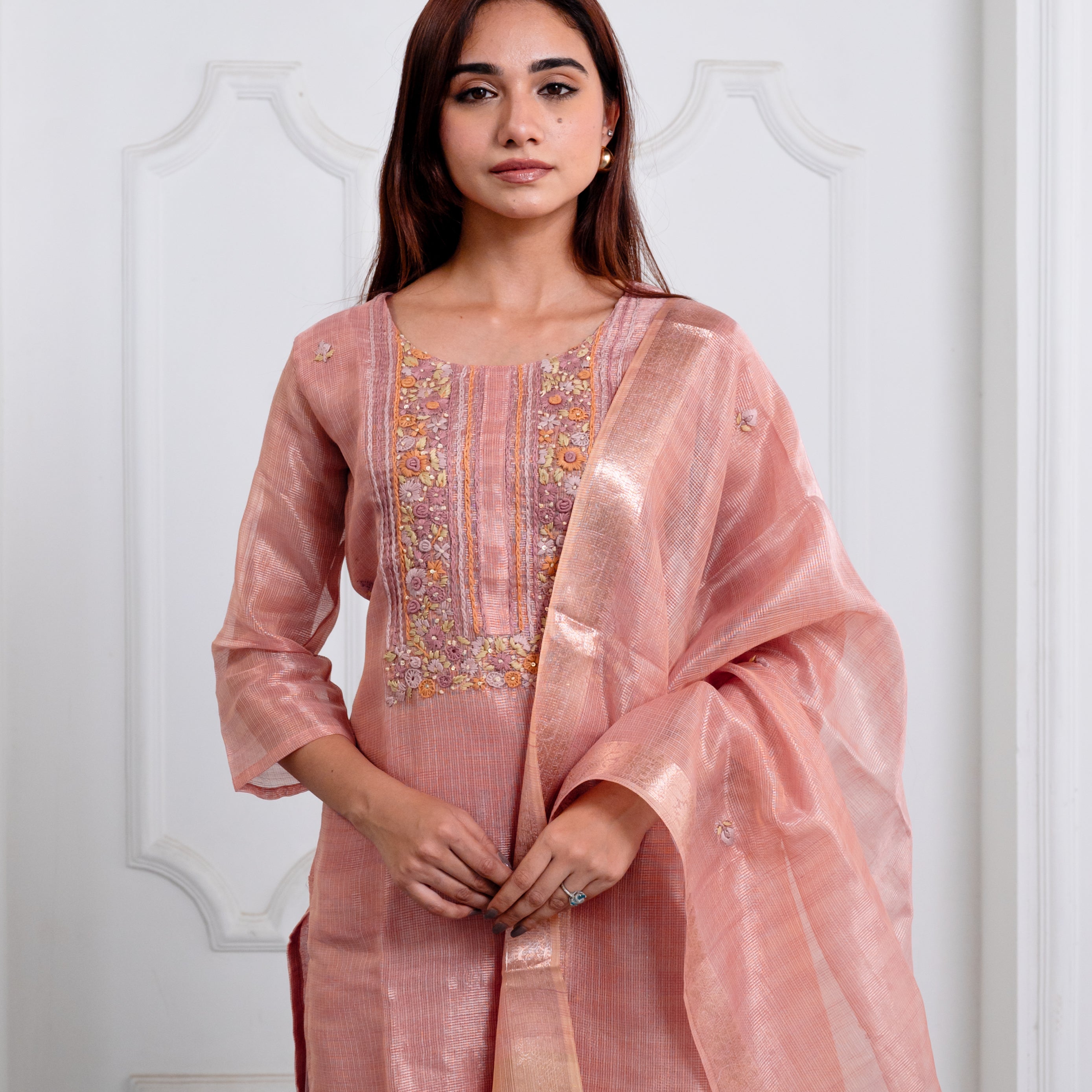 Dusty Rose Embroidered Suit Set