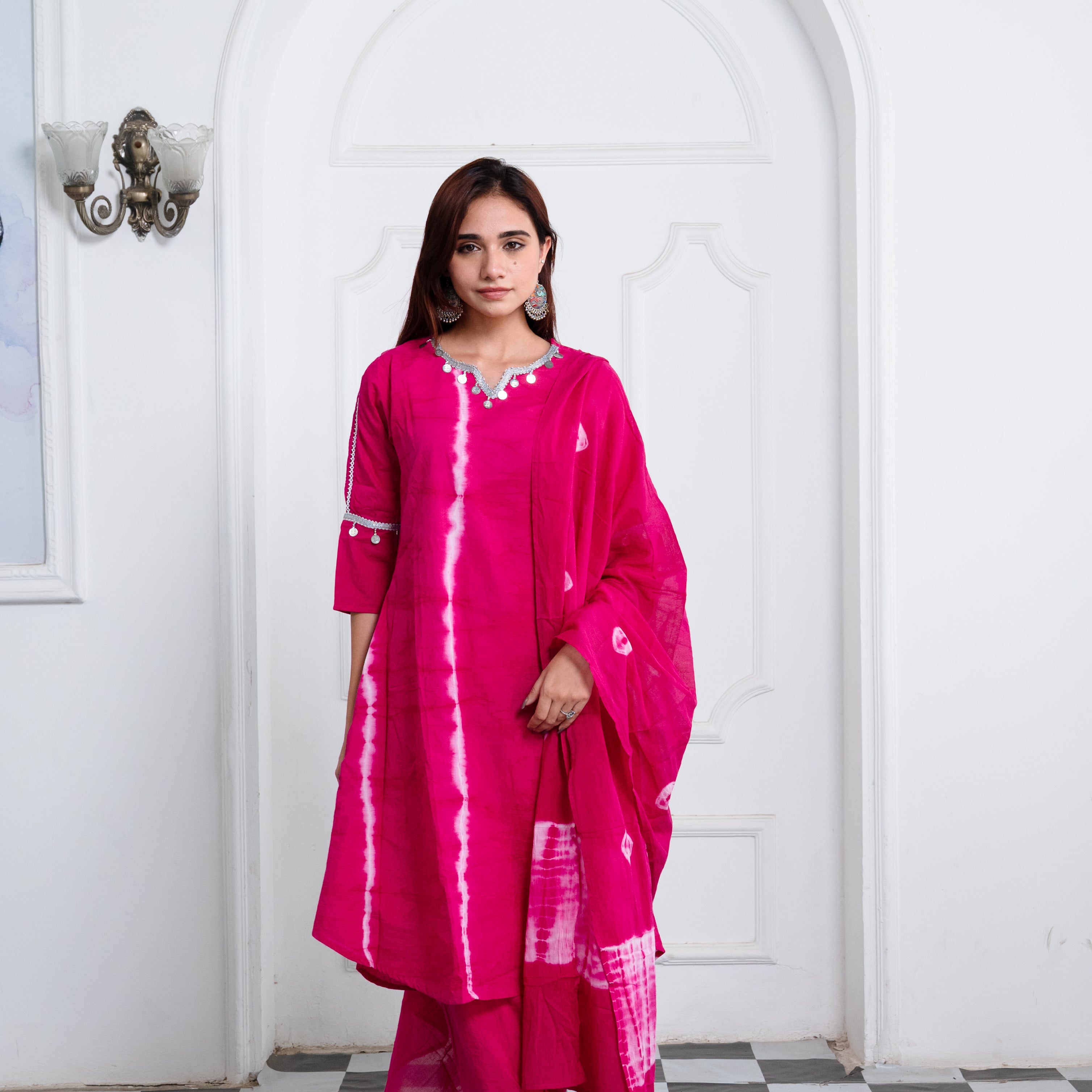 Pink Tie-Dye Cotton Suit Set