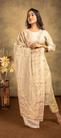 Cream Shimmer Silk Salwar Suit Set - View 2