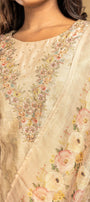 Cream Shimmer Silk Salwar Suit Set - View 3
