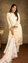 Cream Shimmer Salwar Suit Set - View 1
