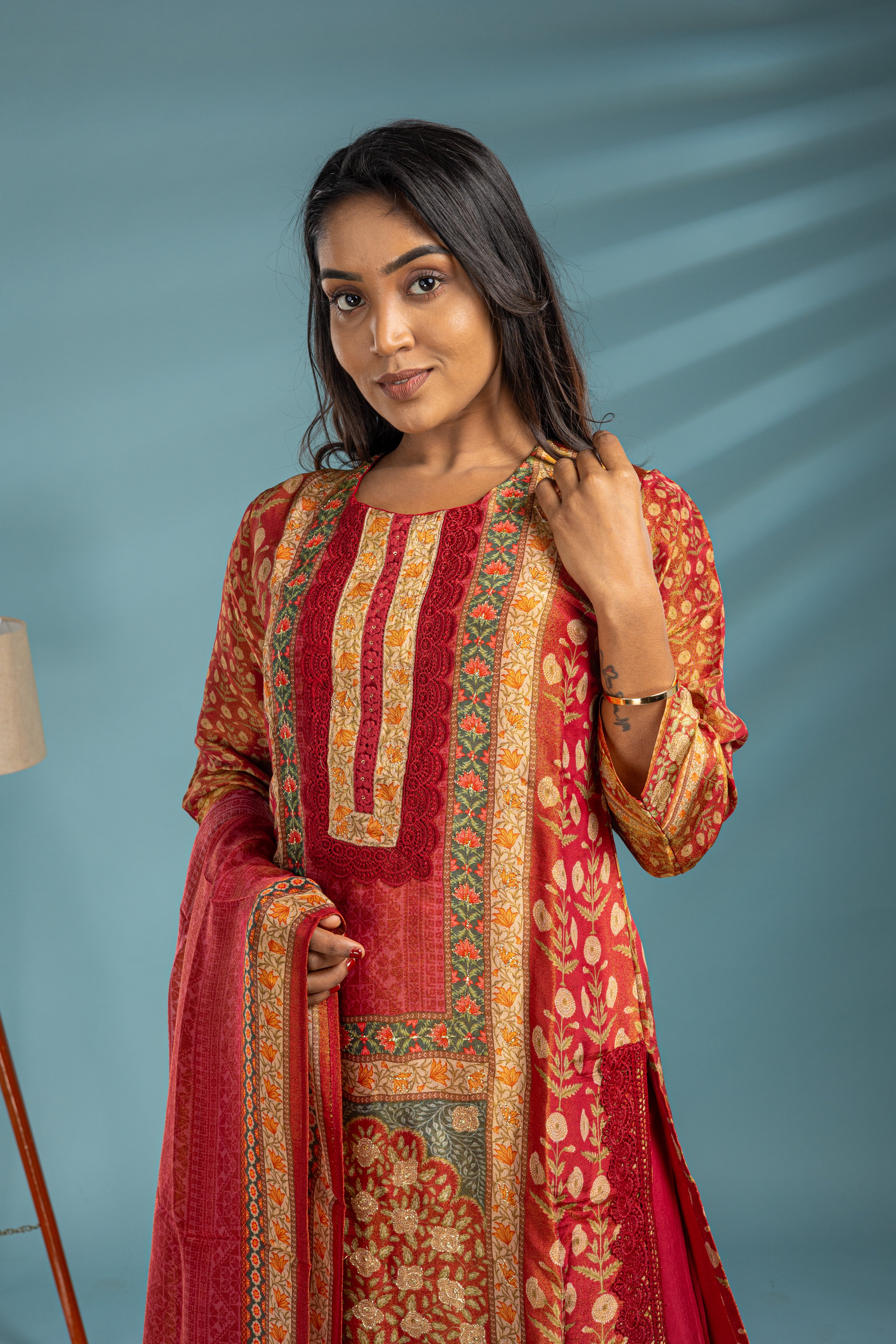 Maroon Shimmer Salwar Suit Set - View 2