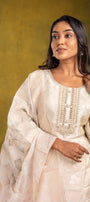 Cream Silk Cotton Salwar Suit Set - View 2