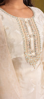 Cream Silk Cotton Salwar Suit Set - View 3