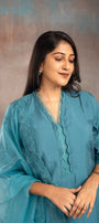 Bluish Grey Muslin Salwar Suit Set