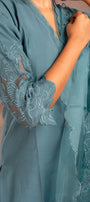 Bluish Grey Muslin Salwar Suit Set