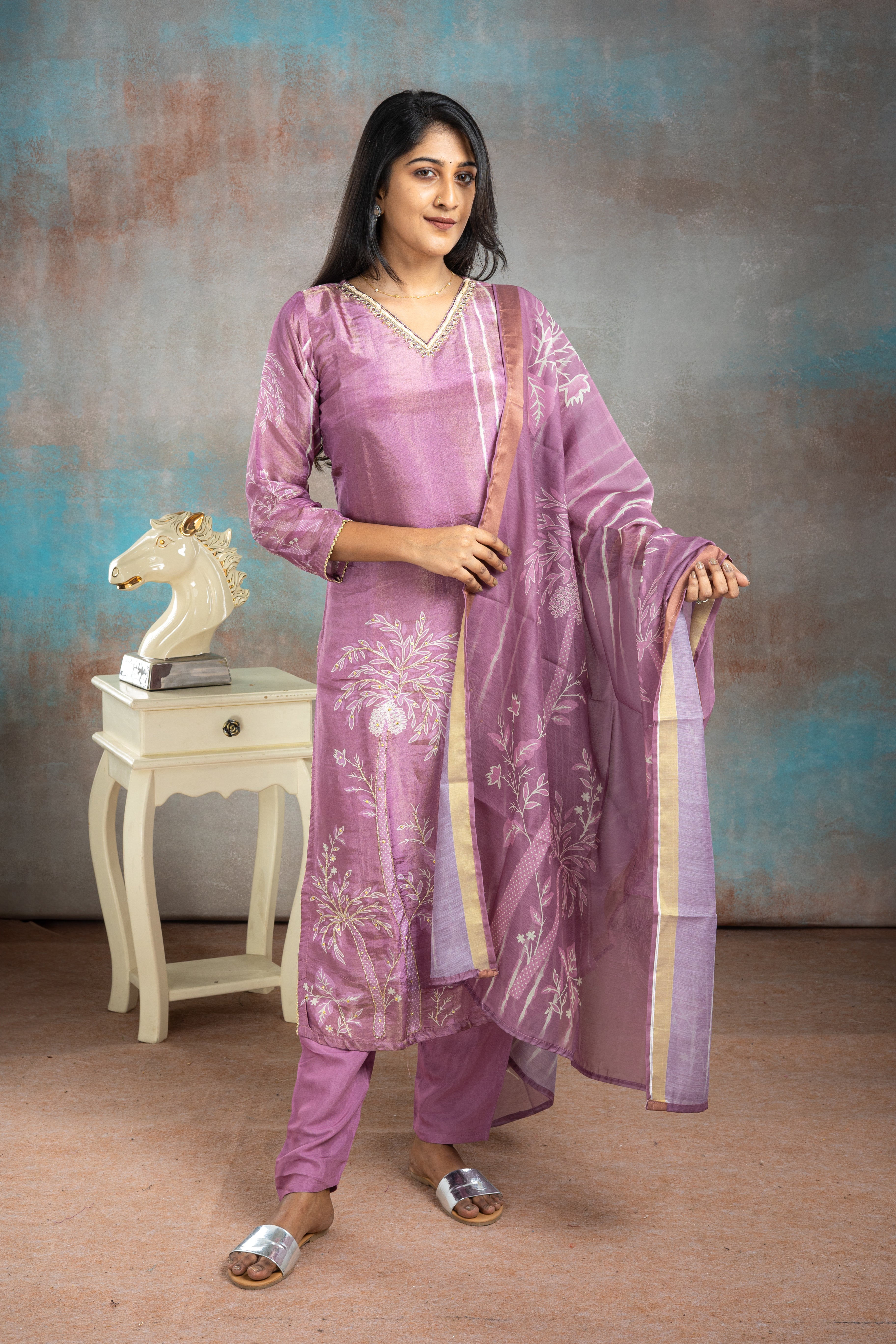 Coral Tree Pure Shimmer Salwar Suit Set - View 1