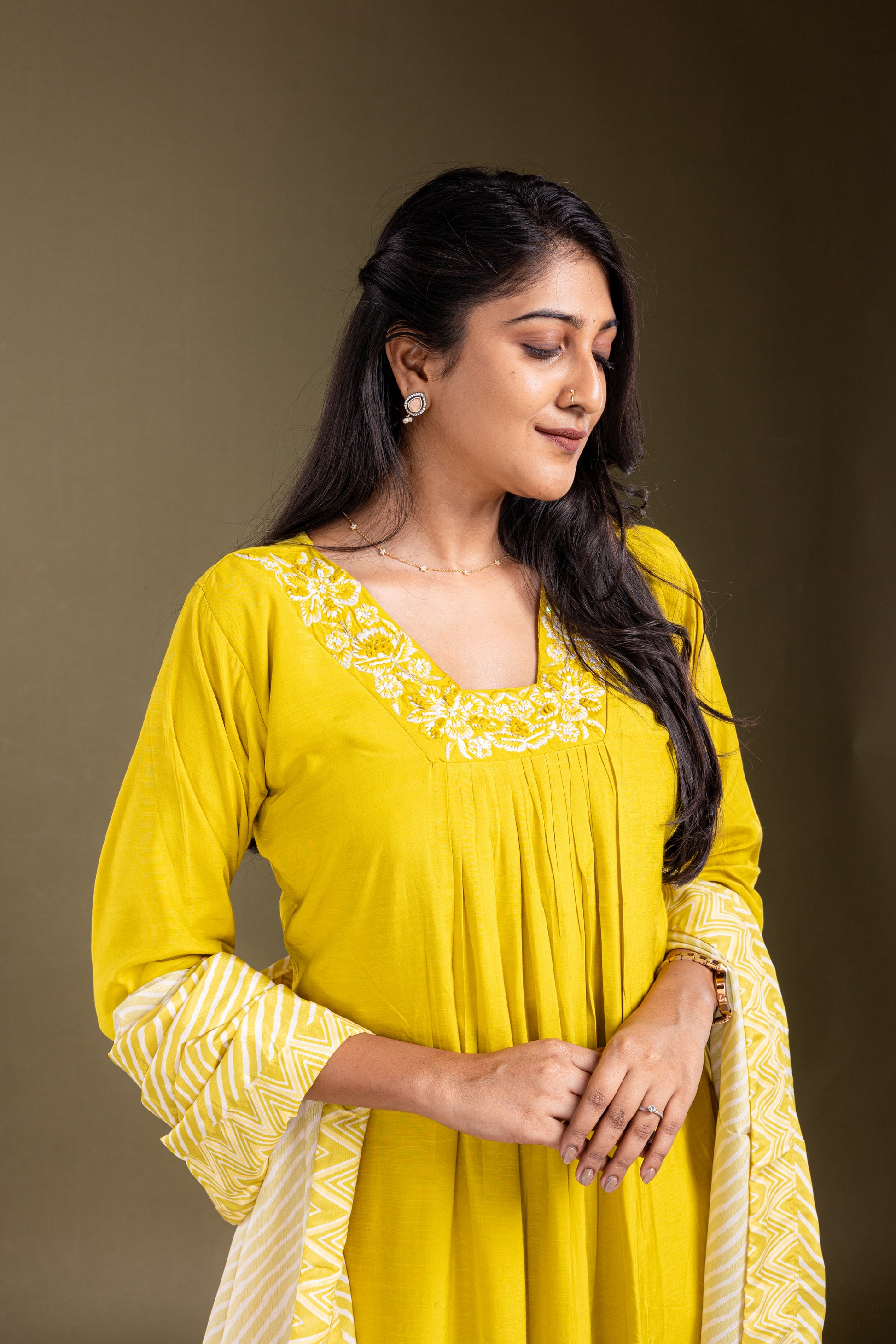 Lemon Yellow Rayon Salwar Suit Set