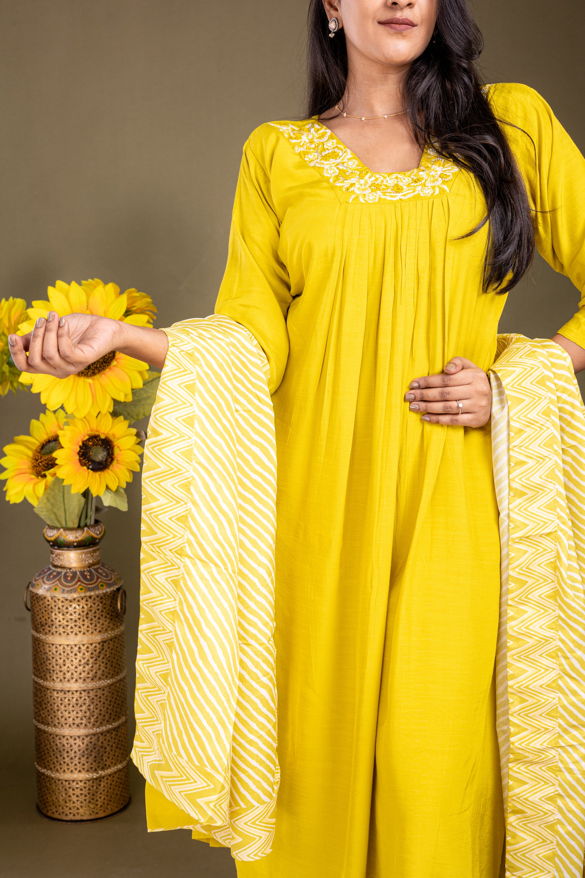 Lemon Yellow Rayon Salwar Suit Set