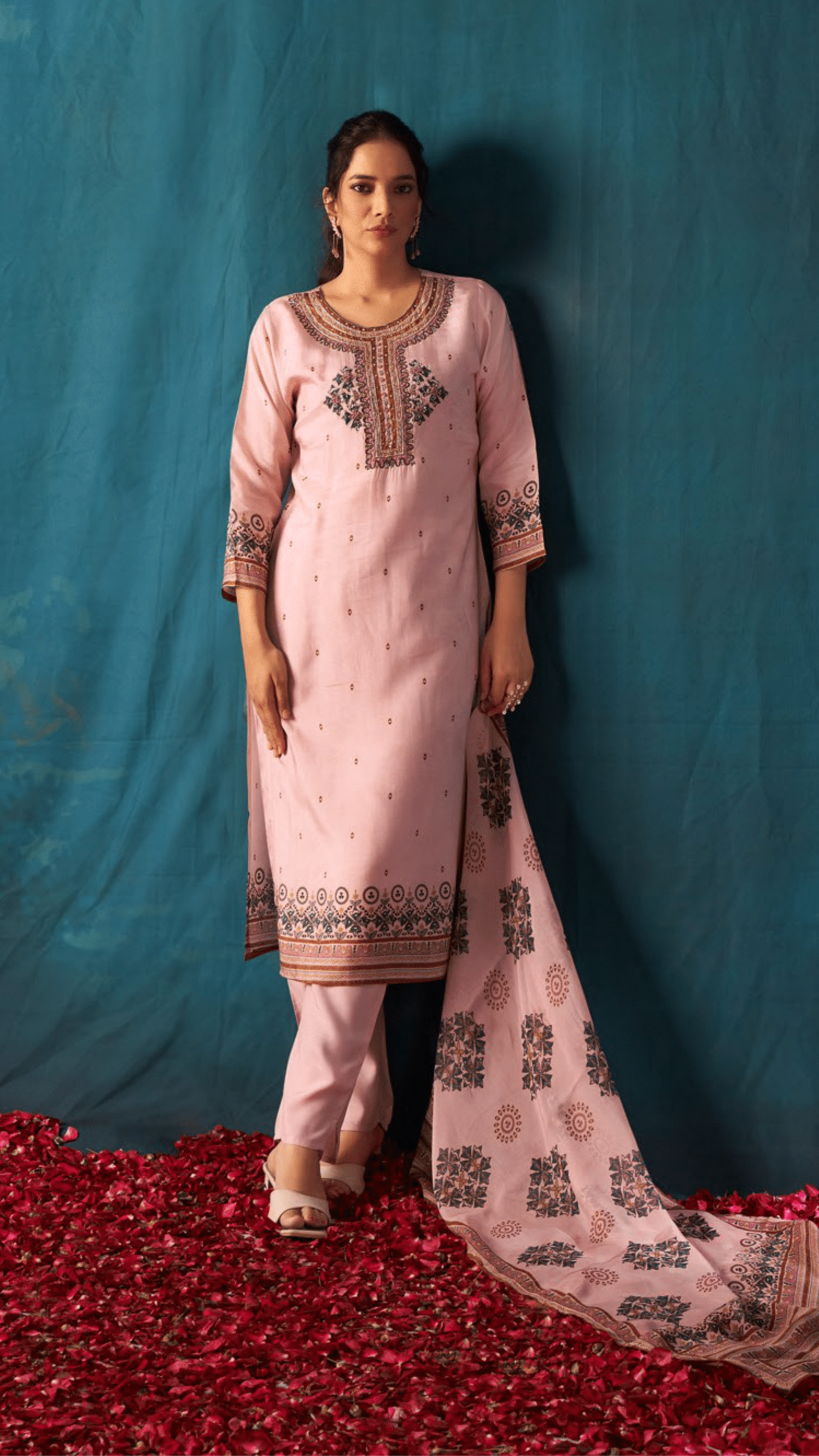 Peach Organza Suit Set