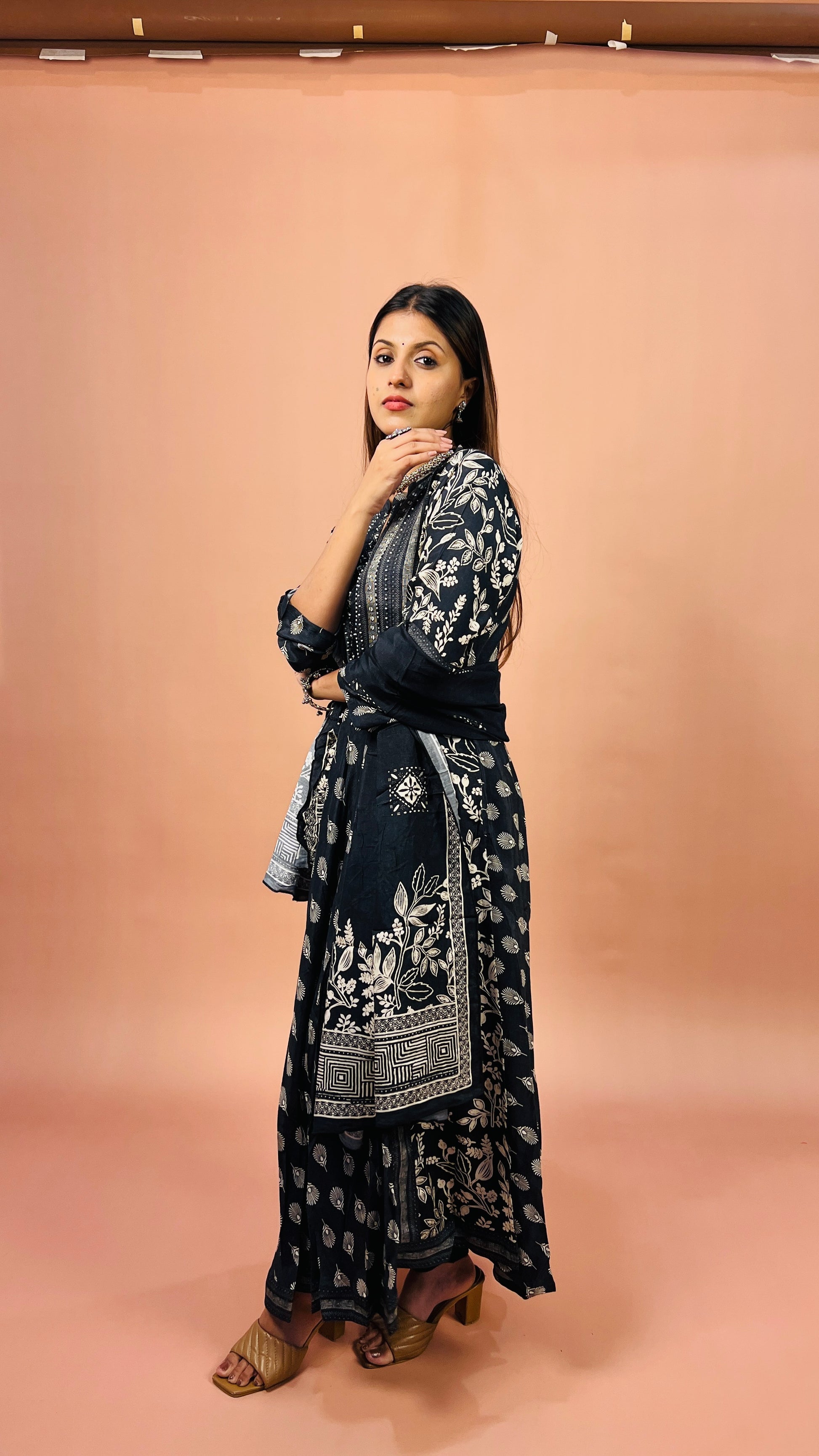 Navy Blue Crepe Suit Set