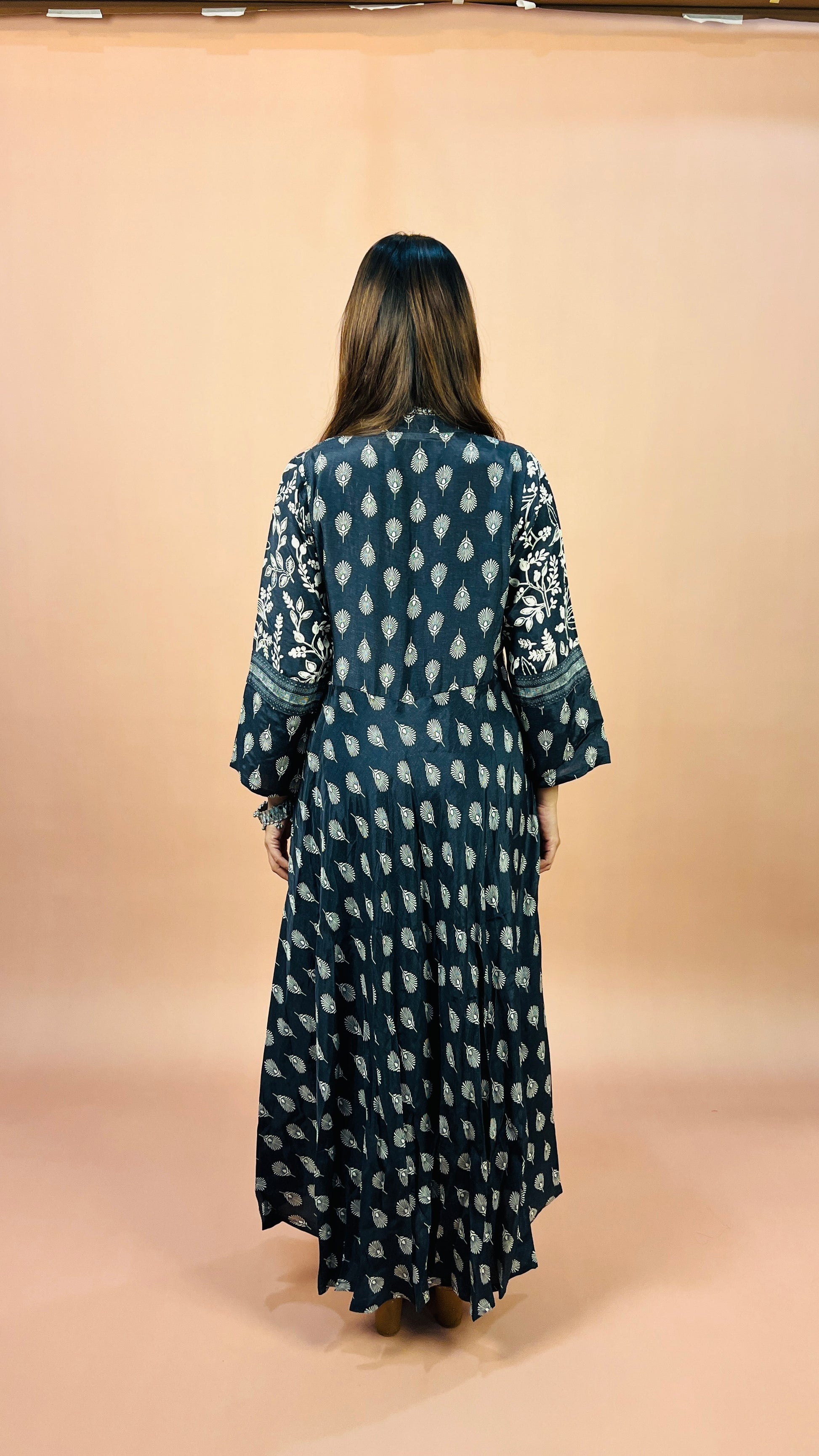 Navy Blue Crepe Suit Set