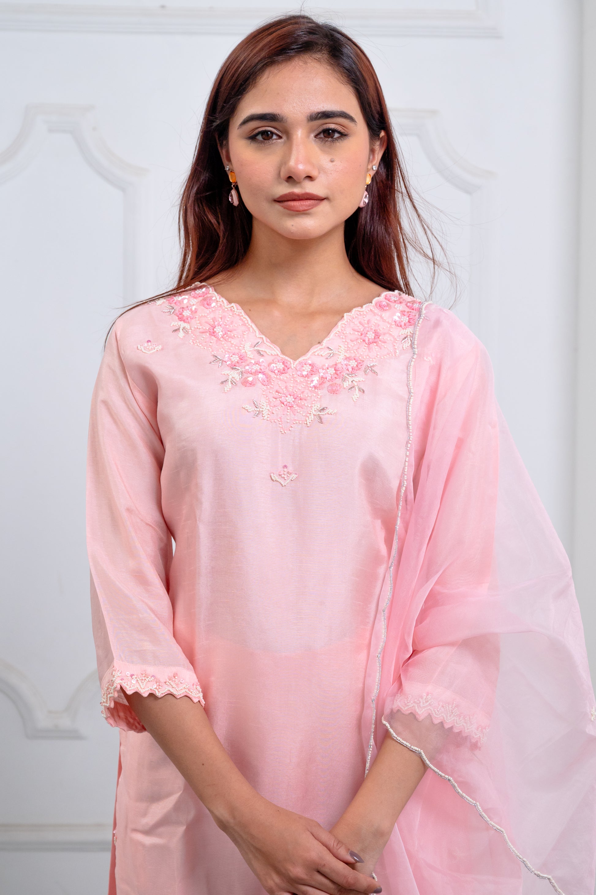 Baby Pink Organza Suit Set