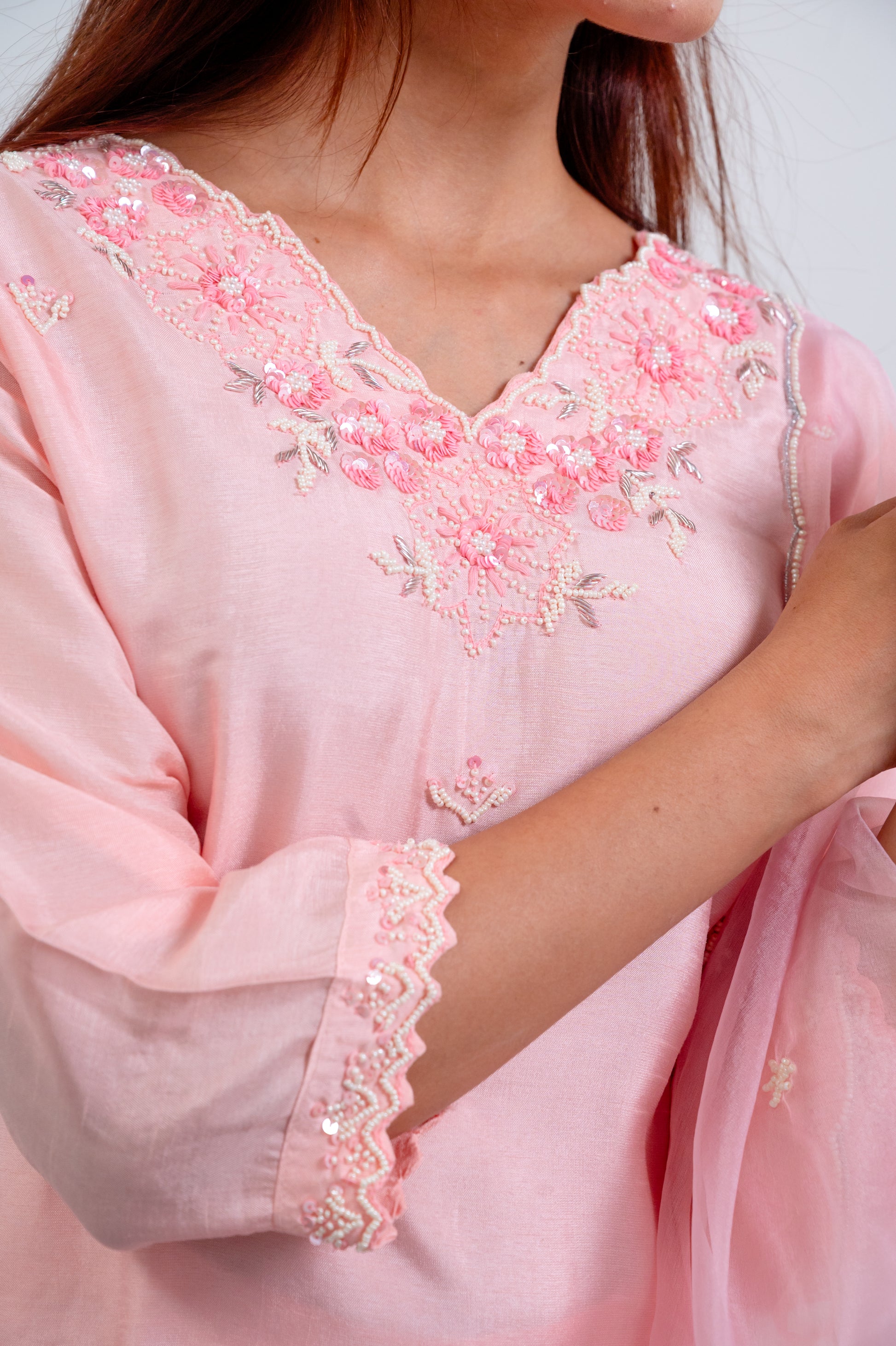Baby Pink Organza Suit Set