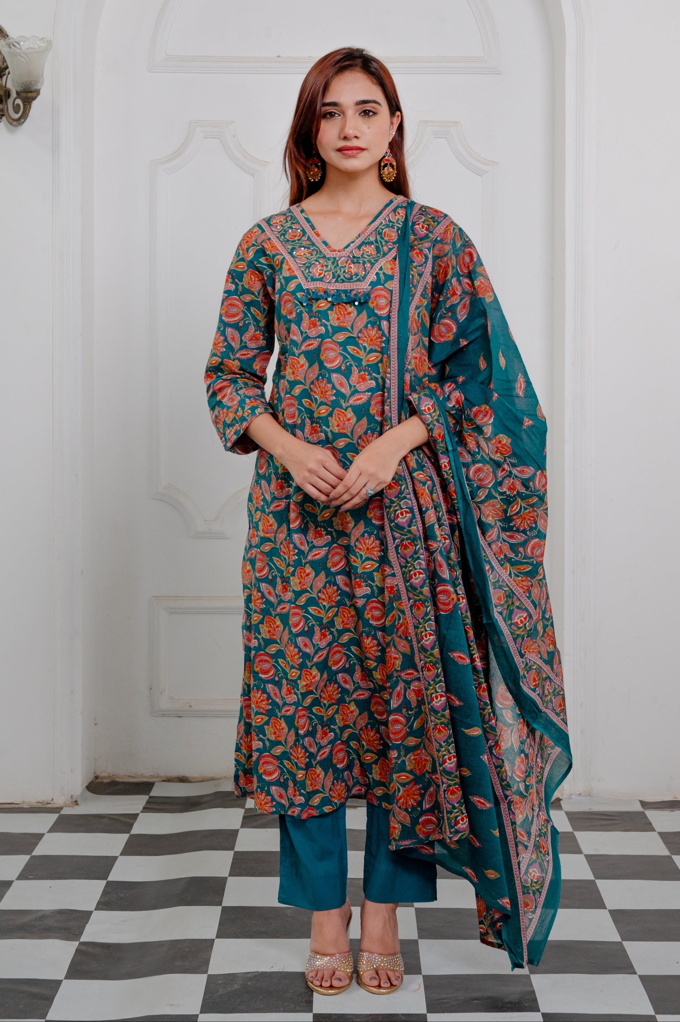 Deep Blue Cotton Suit Set