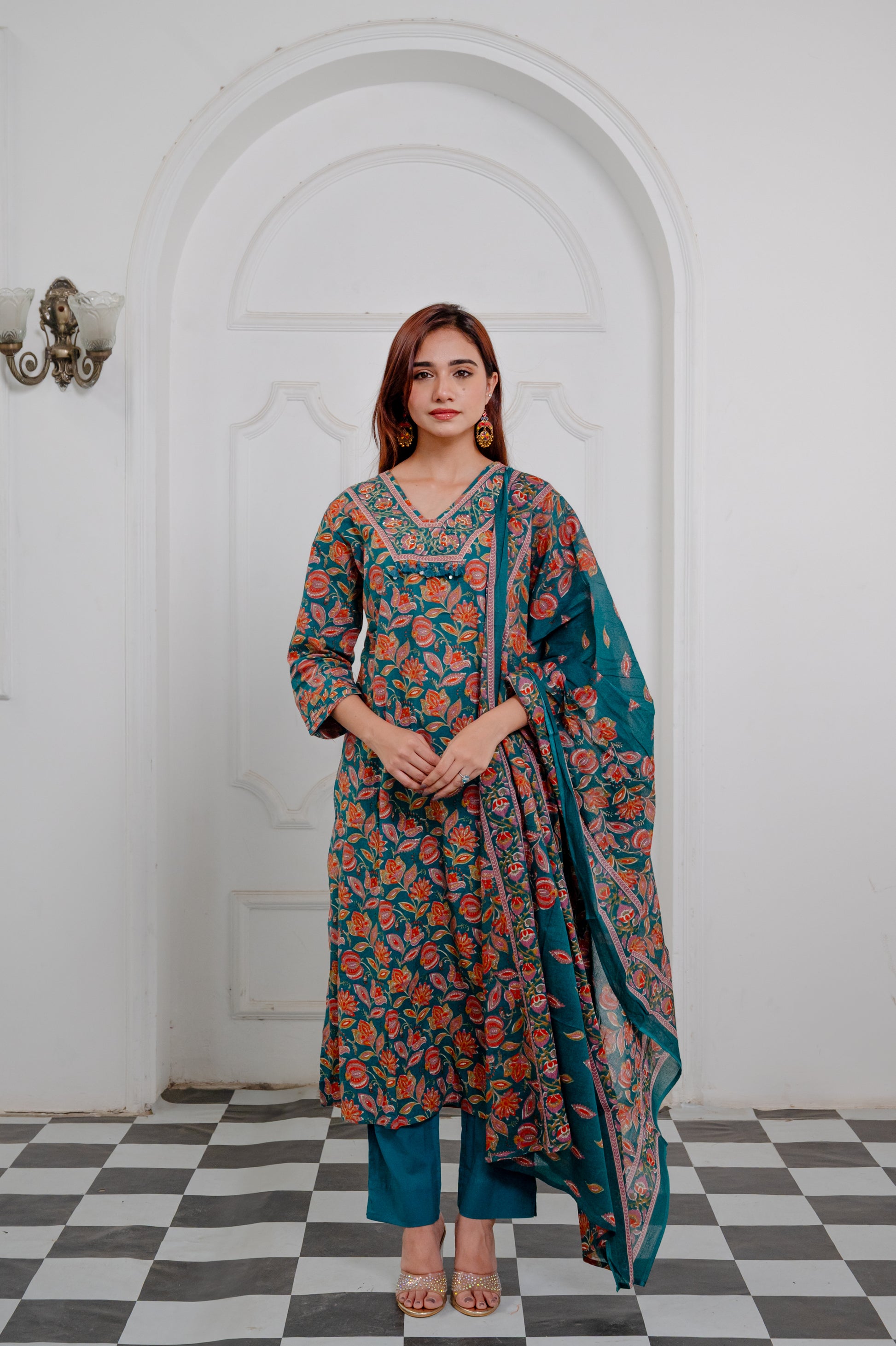 Deep Blue Cotton Suit Set