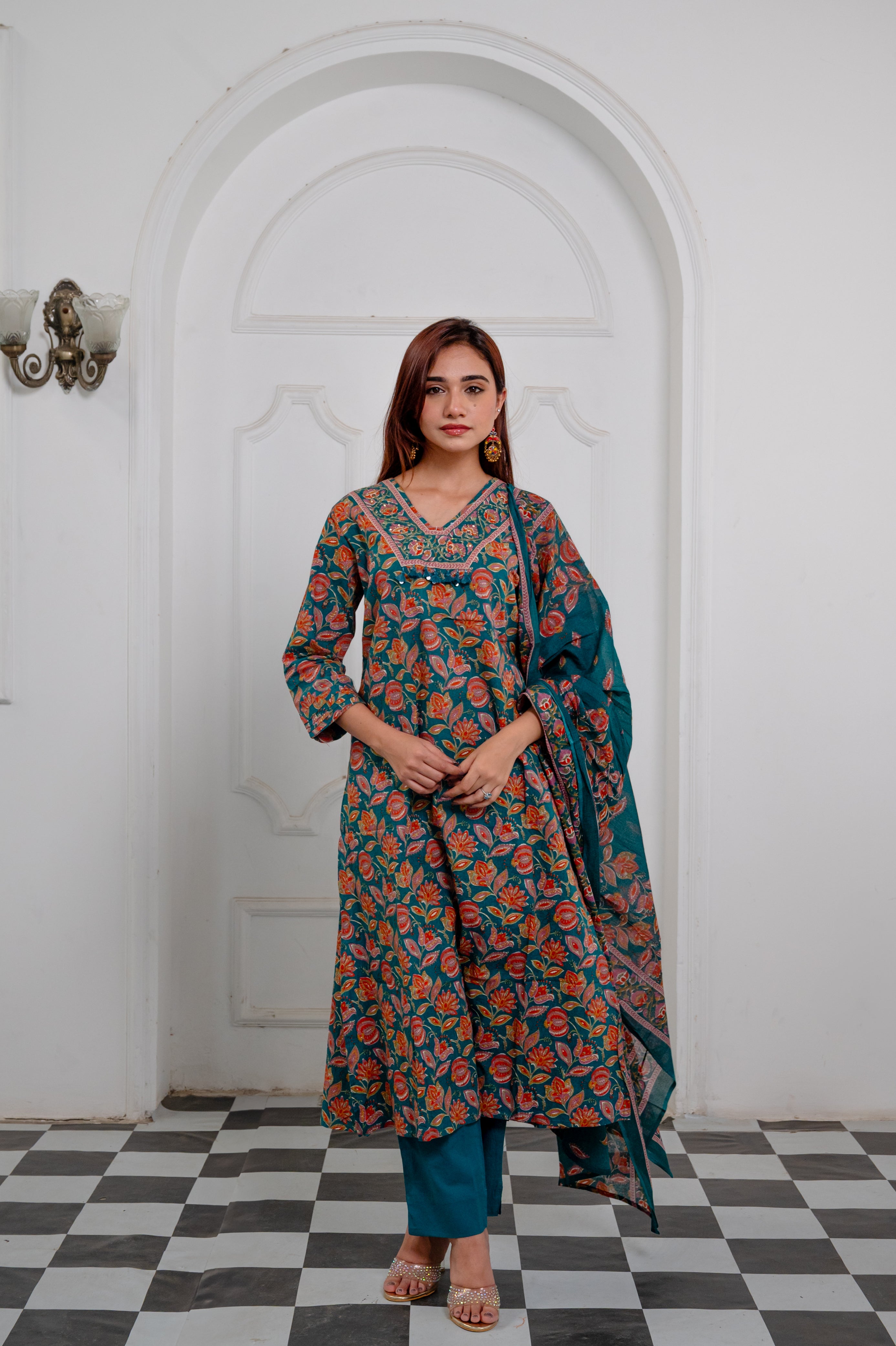 Deep Blue Cotton Suit Set