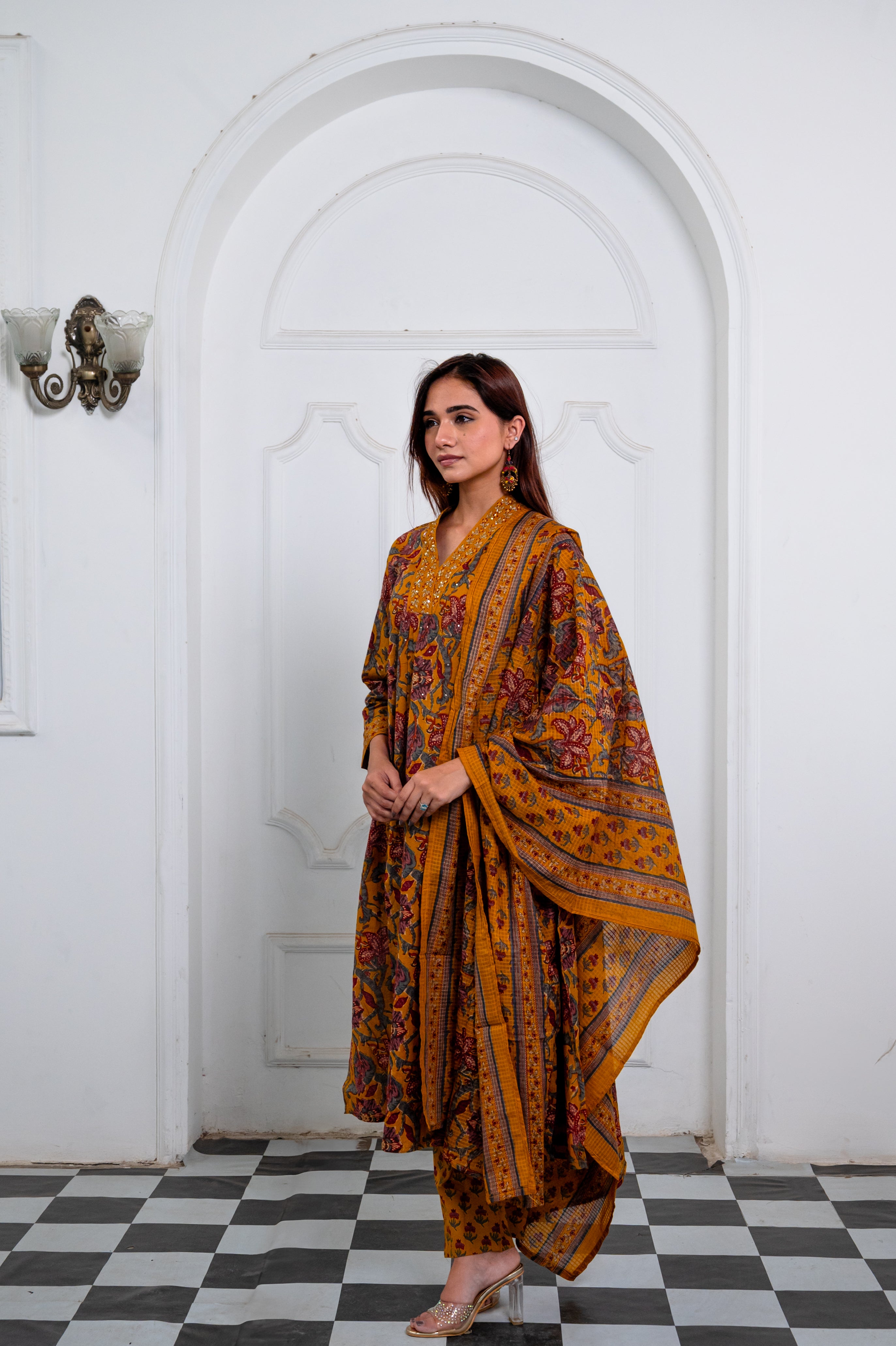 Mustard Yellow Cotton Suit Set