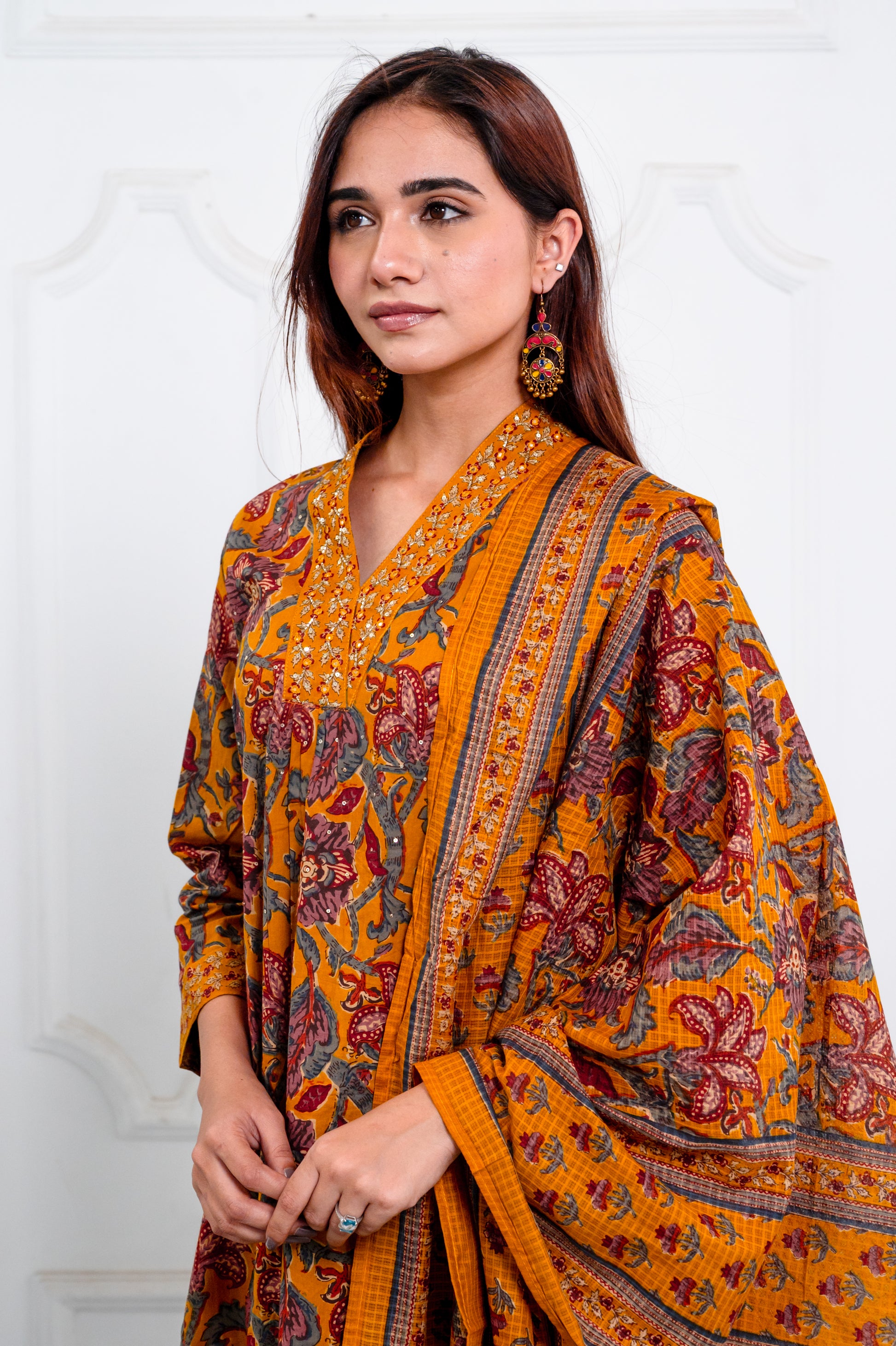 Mustard Yellow Cotton Suit Set