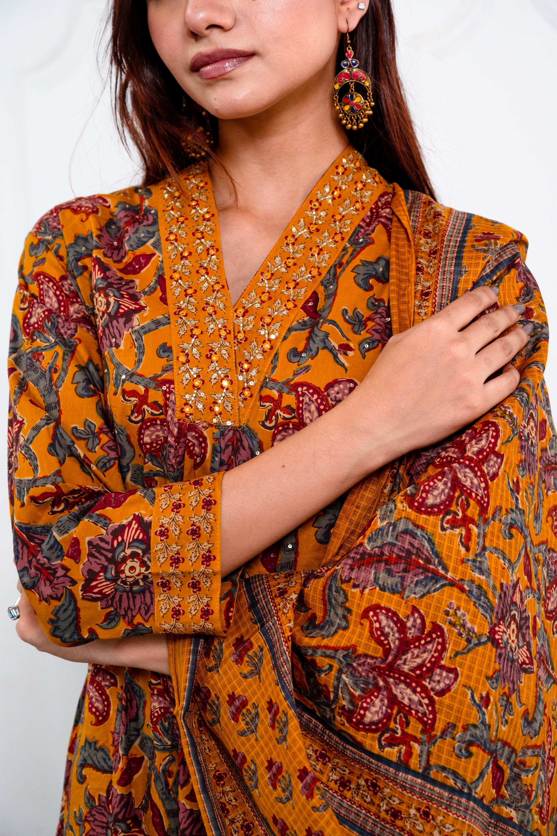 Mustard Yellow Cotton Suit Set