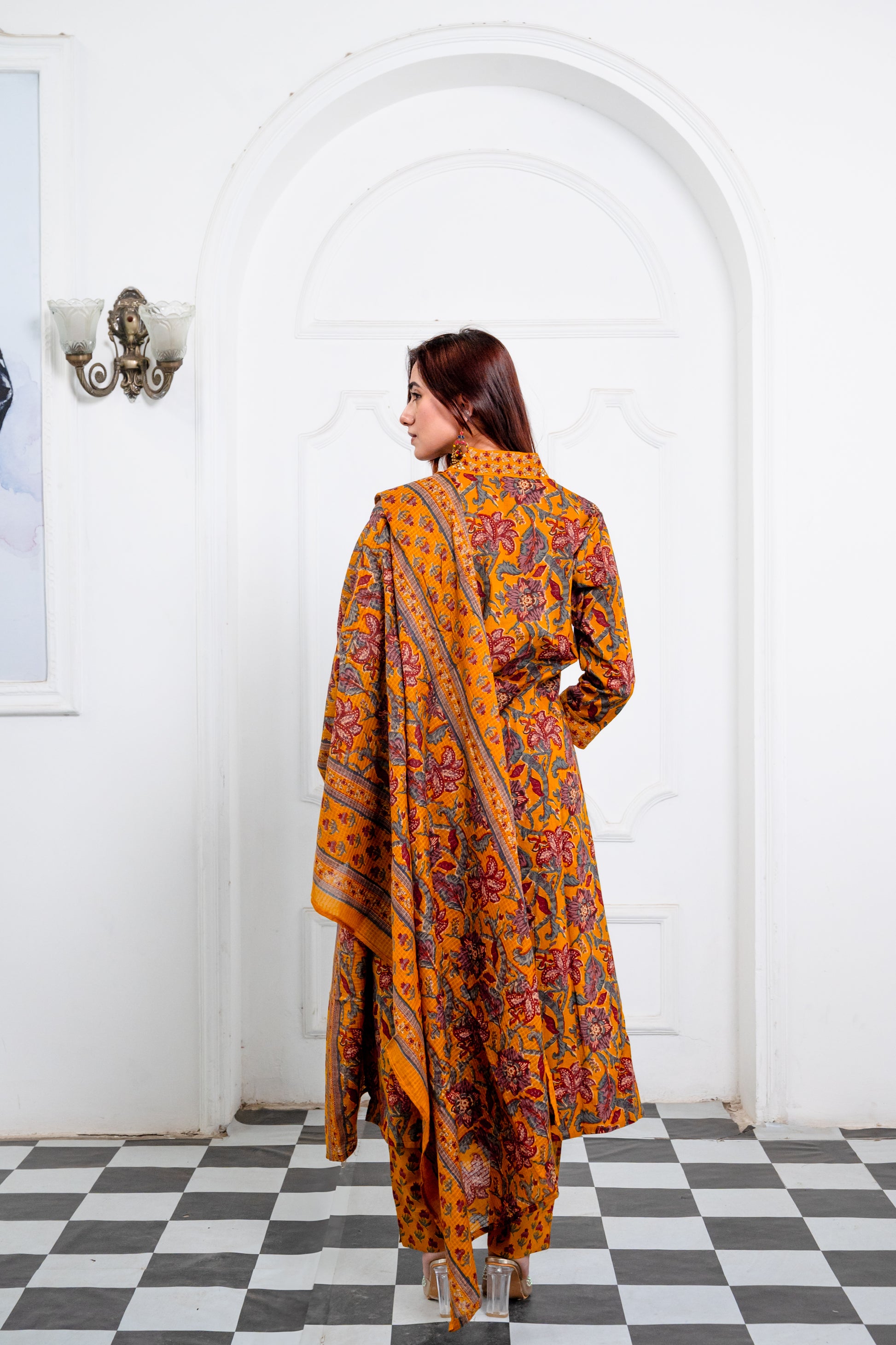 Mustard Yellow Cotton Suit Set