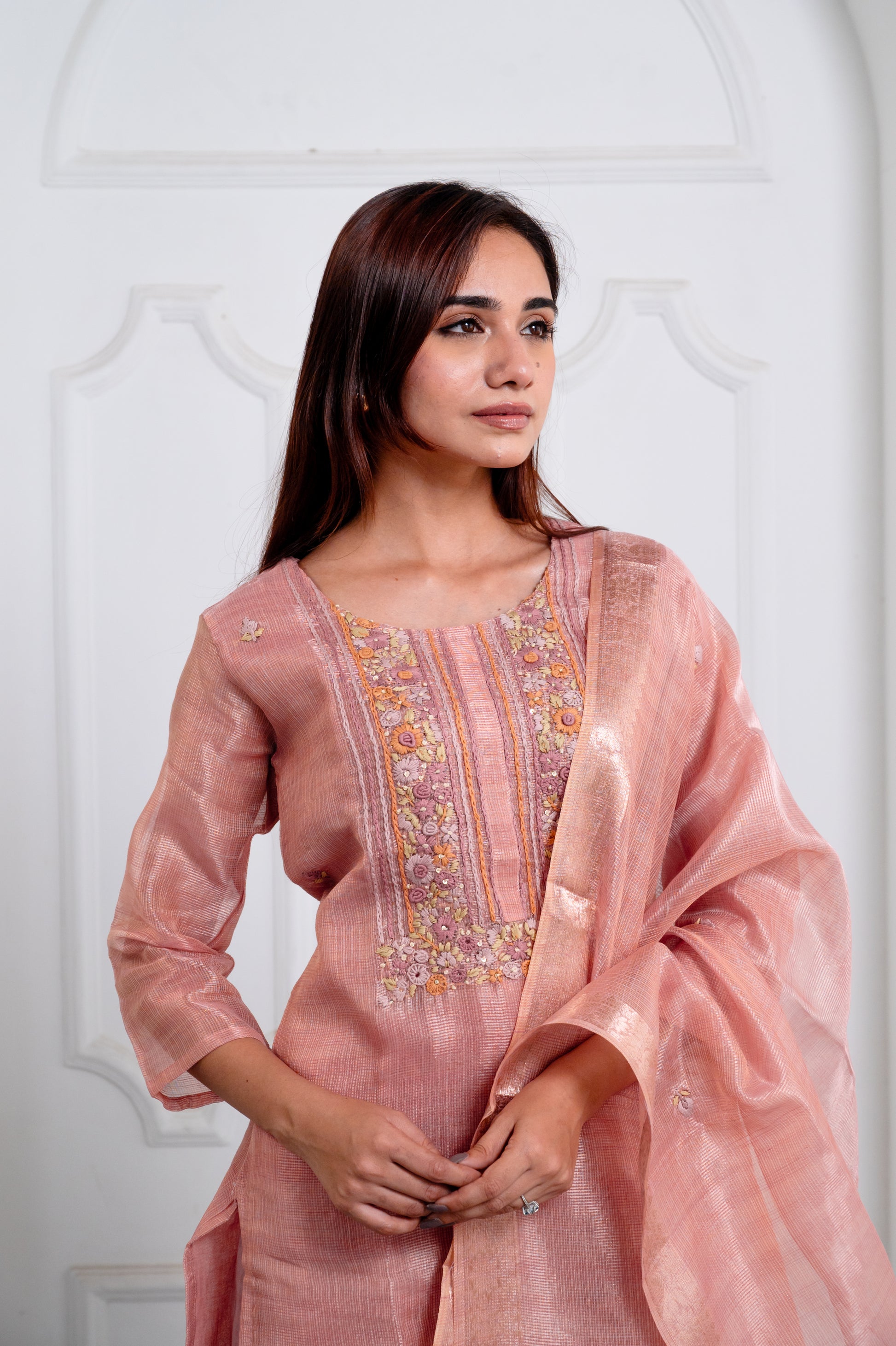 Dusty Rose Embroidered Suit Set