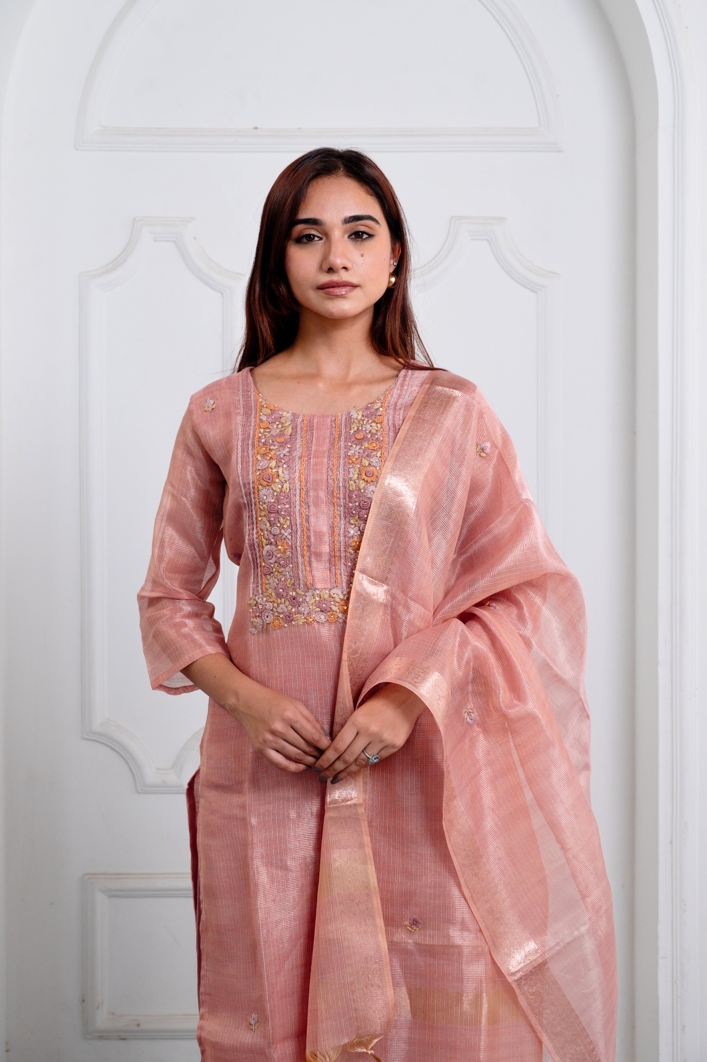 Dusty Rose Embroidered Suit Set