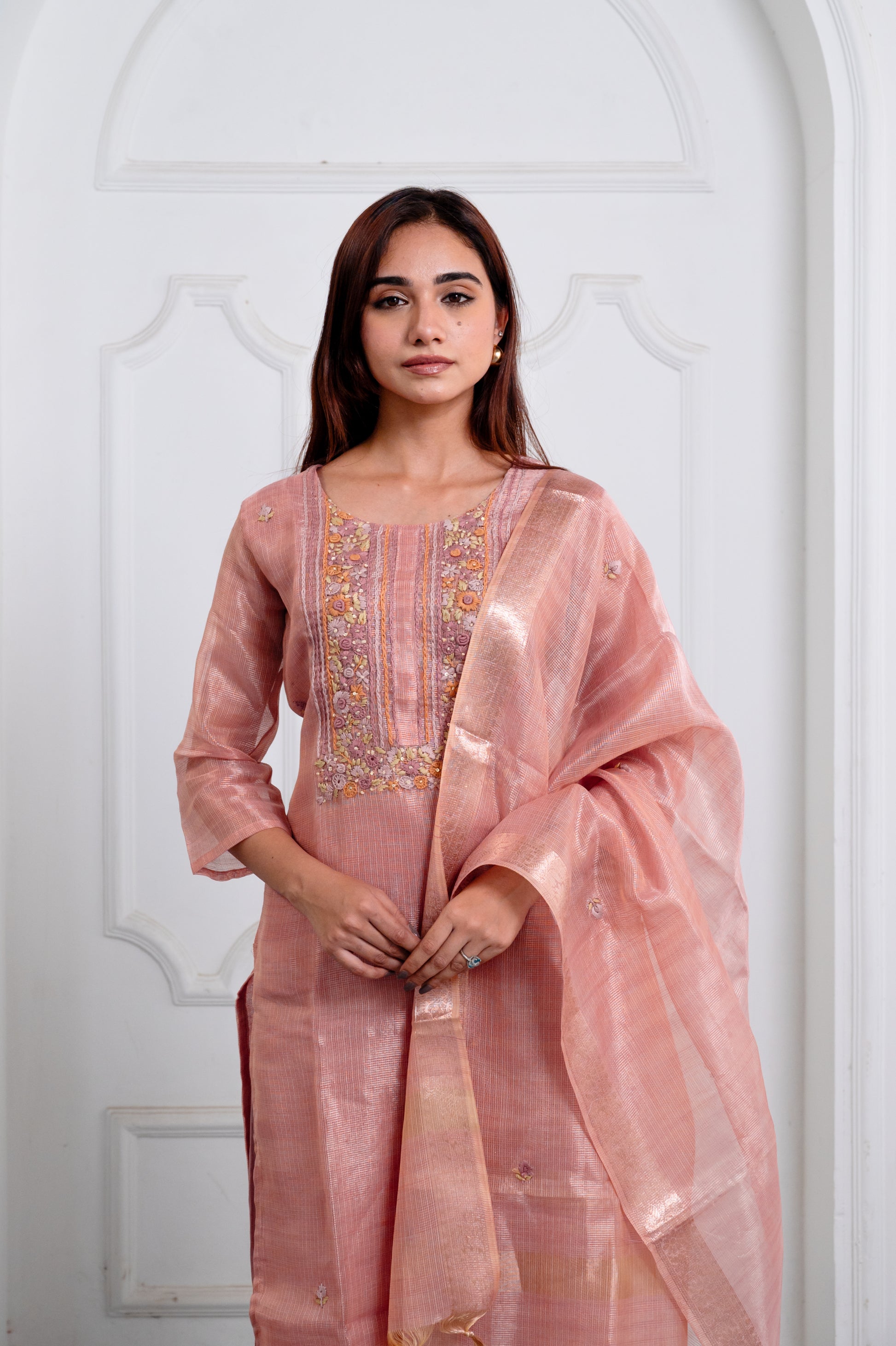 Dusty Rose Embroidered Suit Set