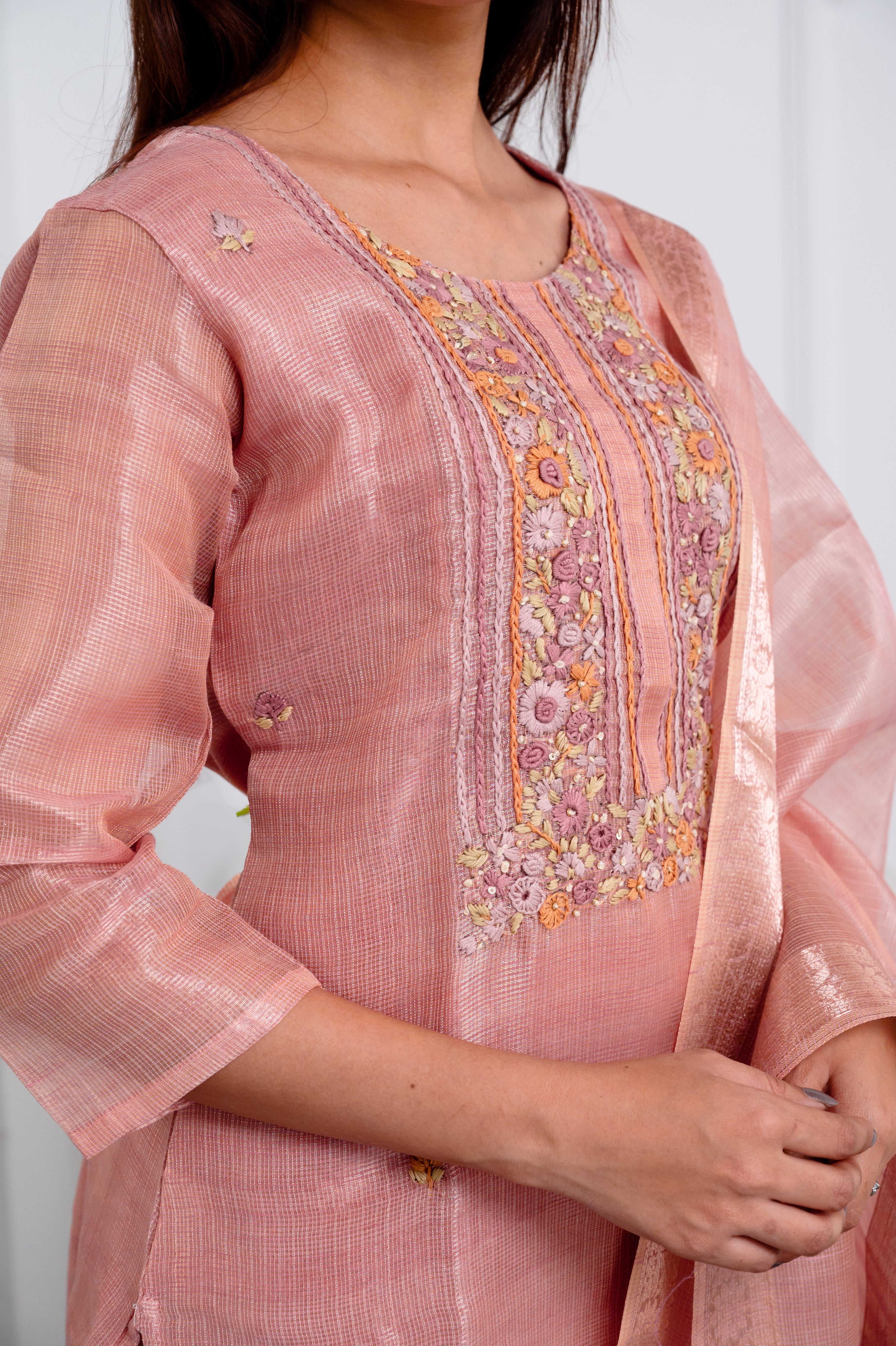 Dusty Rose Embroidered Suit Set