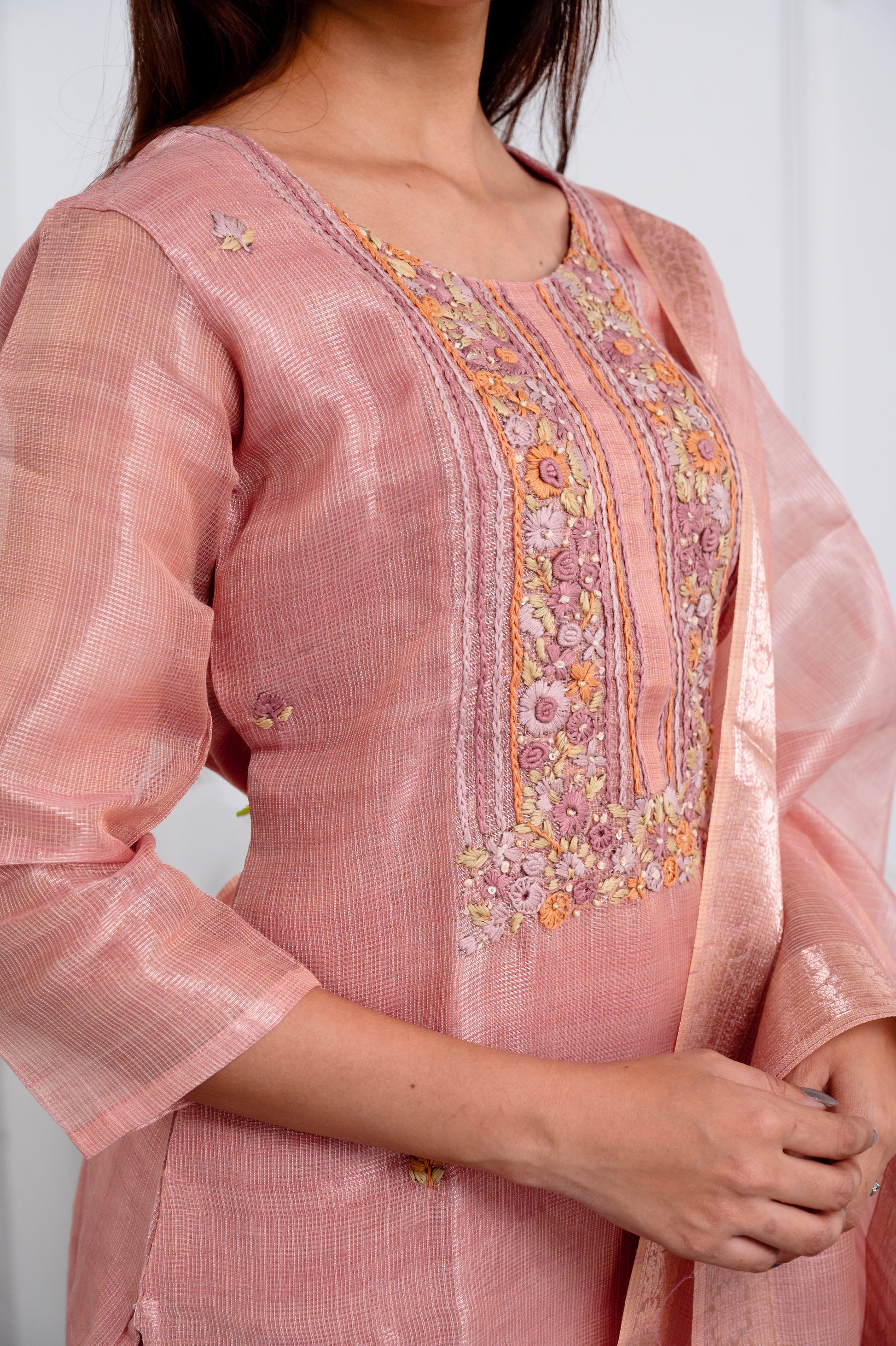 Dusty Rose Embroidered Suit Set
