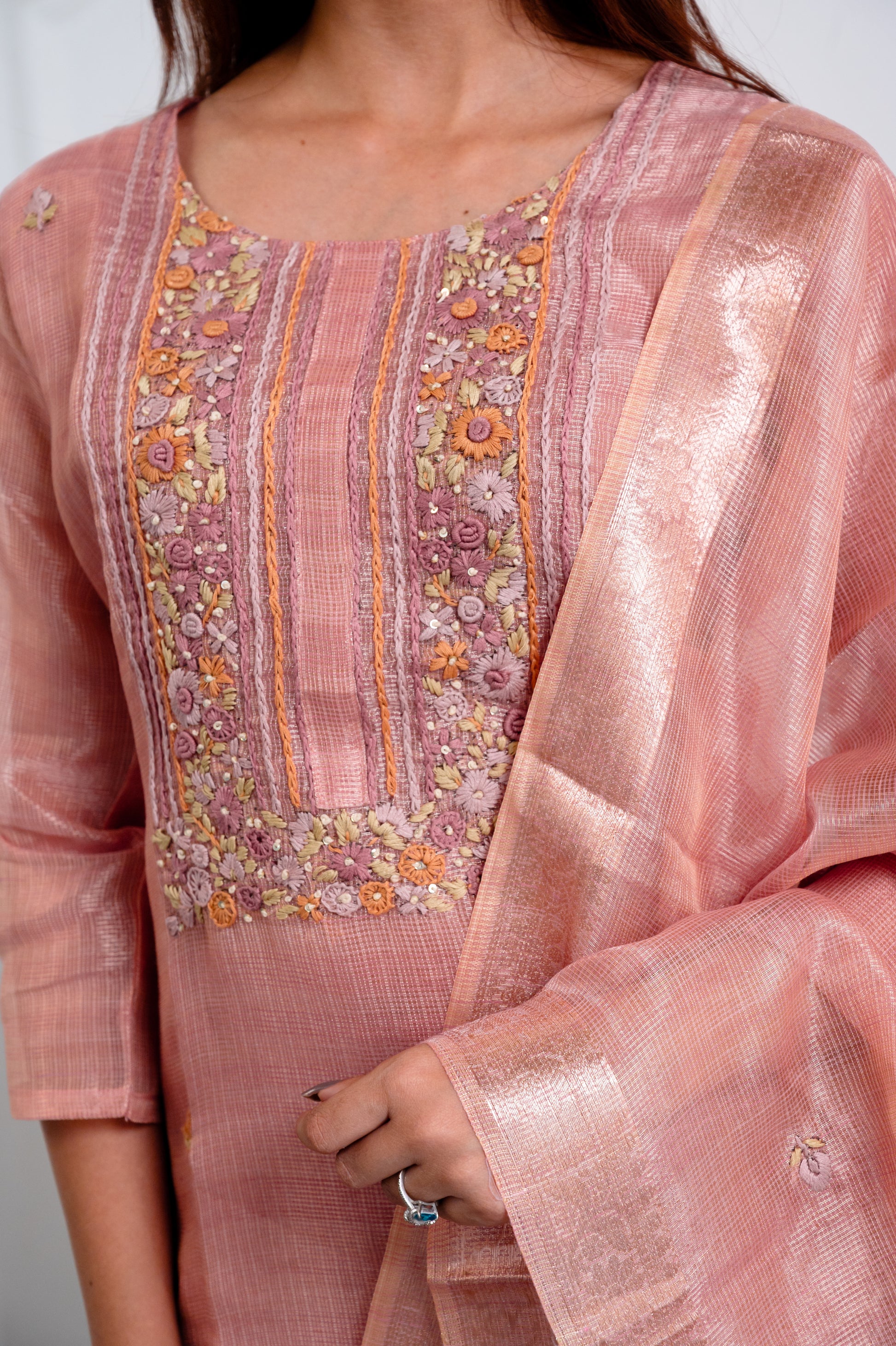 Dusty Rose Embroidered Suit Set