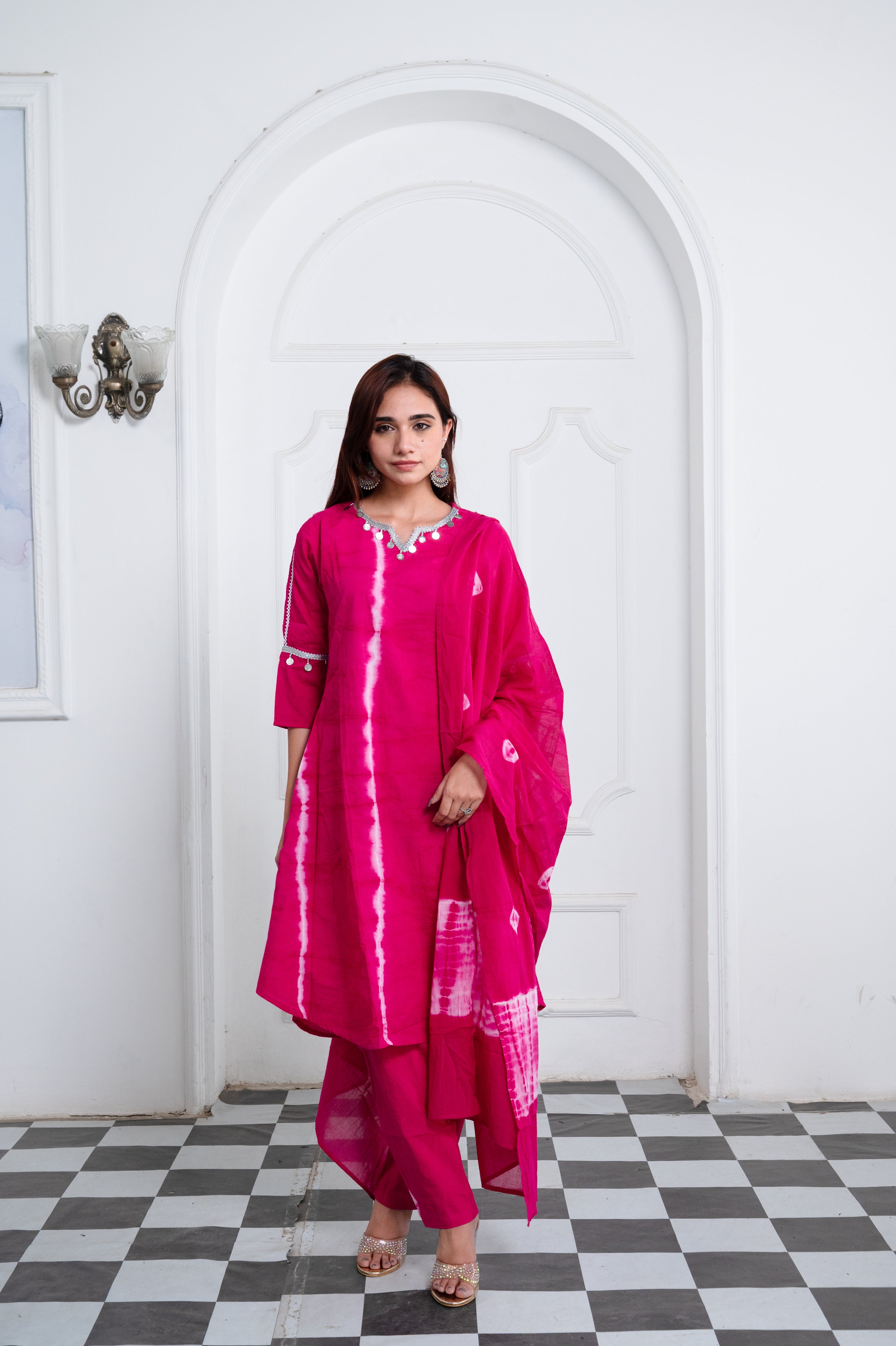 Pink Tie-Dye Cotton Suit Set