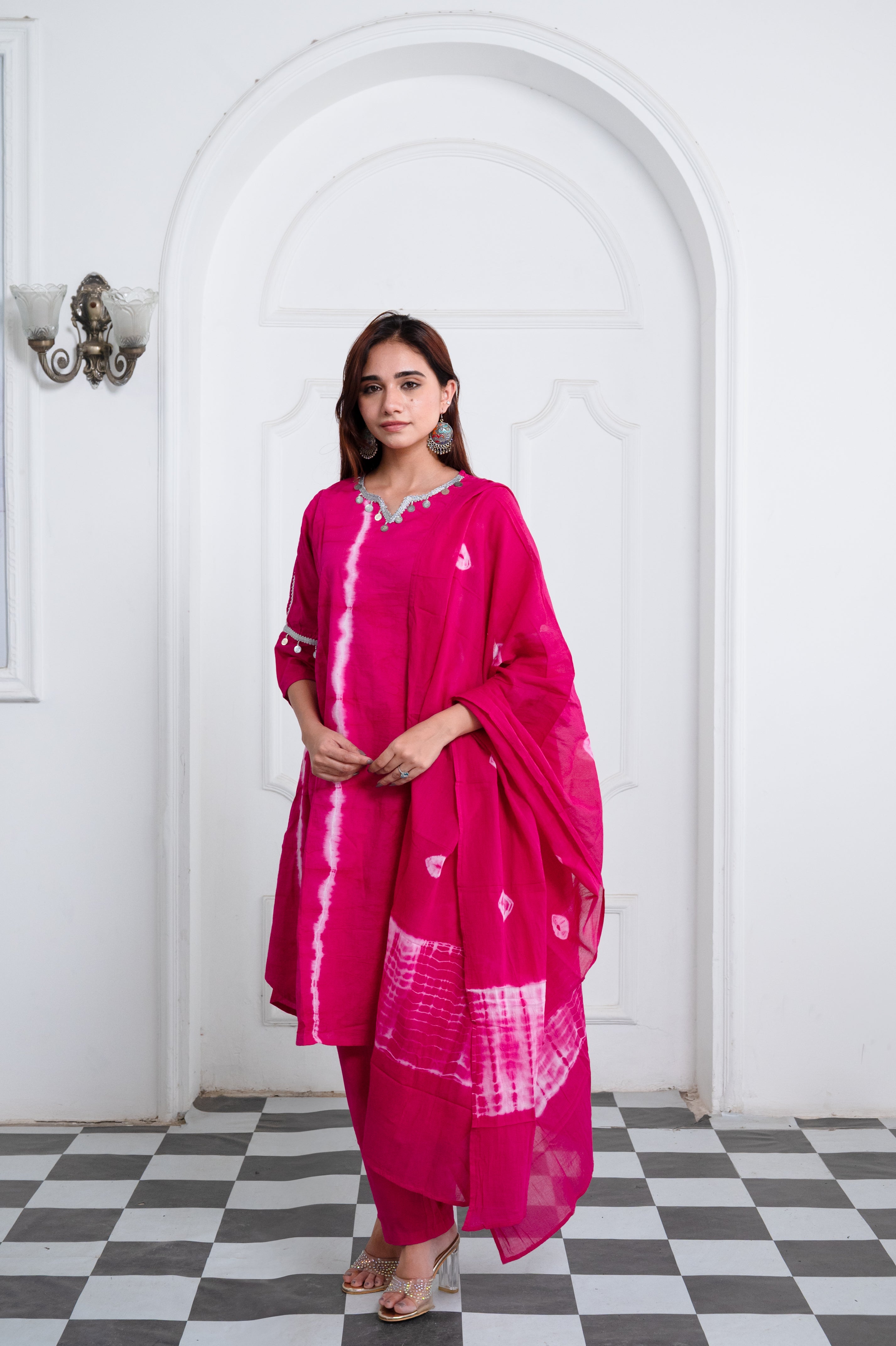 Pink Tie-Dye Cotton Suit Set