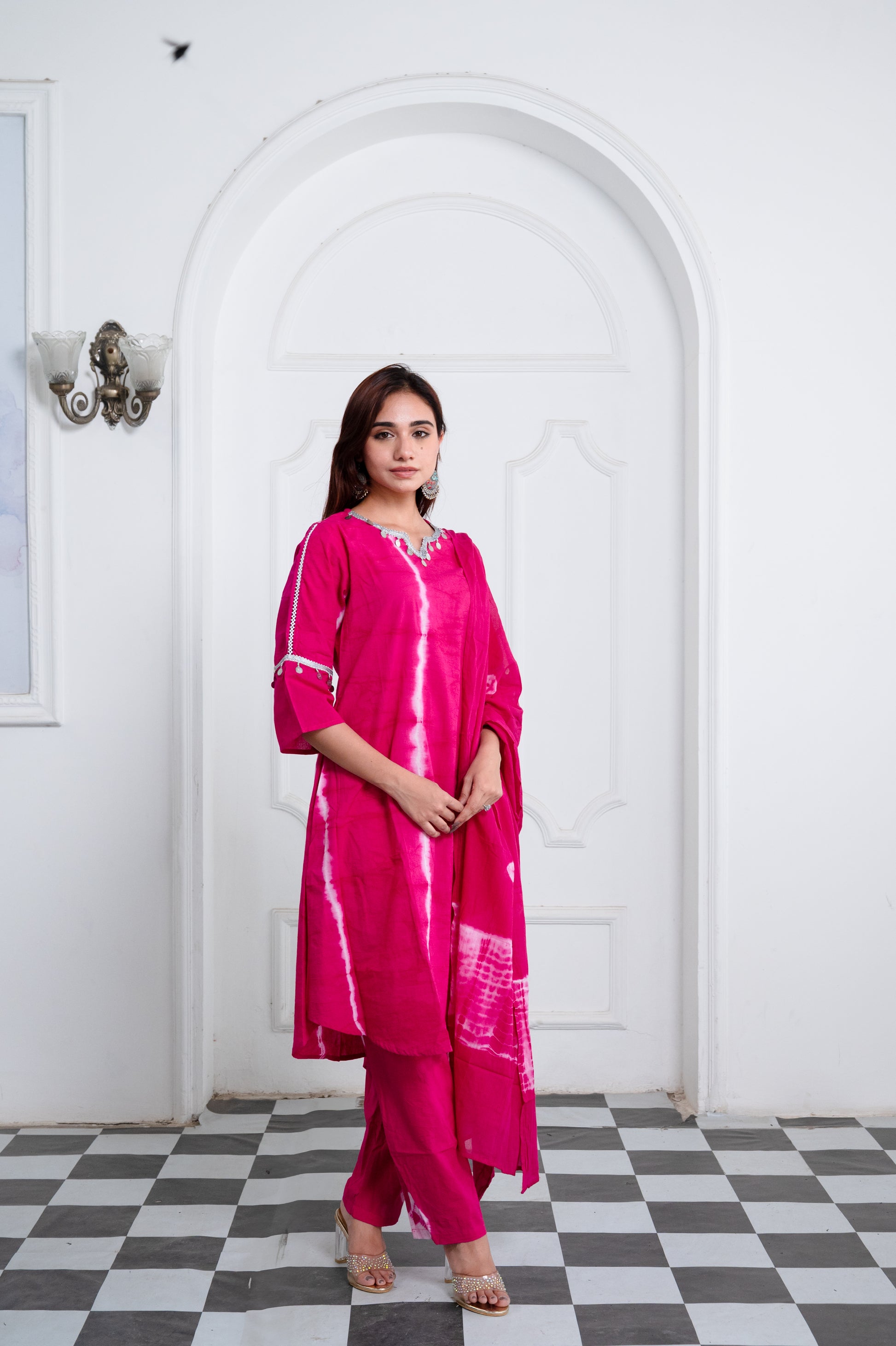 Pink Tie-Dye Cotton Suit Set
